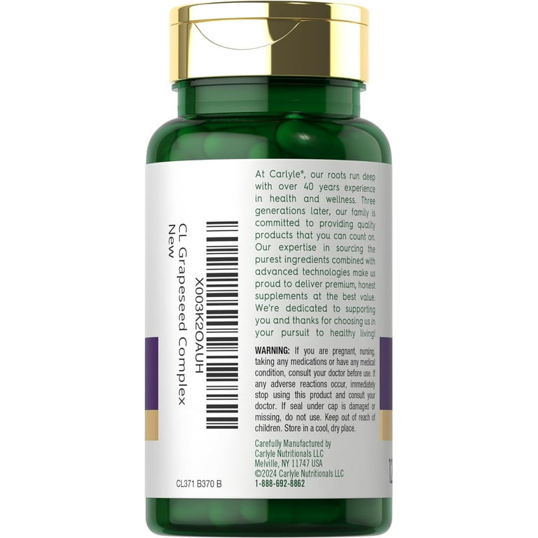 Carlyle Grape Seed Extract Supplement | 4,000mg | 120 Quick