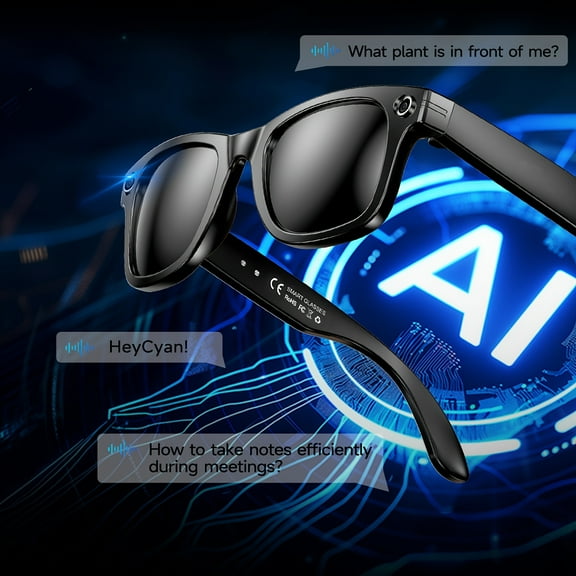 2025 New AI Voice Smart Glasses, 8MP HD Camera, Real-Time Translation, Wireless Calls & Music, Compatible with iPhone & Android