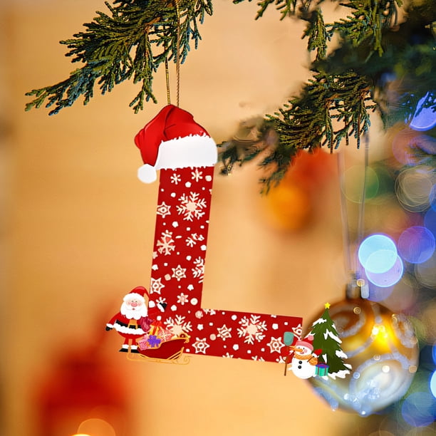 Xihbxyly Adornos con Letras para Árbol de Navidad, 26 Adornos Del Alfabeto, Manualidades Personalizadas, Material Acrílico, Diseño Festivo Vibrante, Decoración para El Hogar y La Oficina, Tamaño de 8