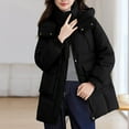 thumbnail image 6 of Plus Size Winter Coat for Women Casual Colored Long-Sleeved Hooded Jacket Hooded Puffer Jacket(Black L), 6 of 9