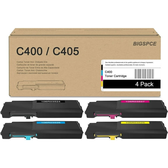 C400/C405 Extra High Capacity Toner Cartridges (4 Pack, 1BK/1C/1M/1Y) - 106R03524 106R03526 106R03527 106R03525 Toner Replacement for Xerox C400 C400DN C405 C405DN Printe
