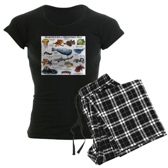 CafePress - Marine Life Of Monterey Bay Women's Dark Pajamas - Women's Short Sleeve Print T-Shirt and Pants Dark Cotton Pajama Set