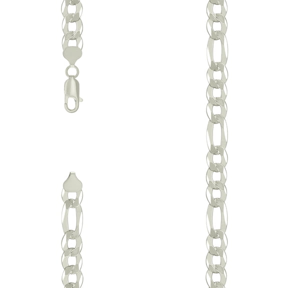 925 Sterling Silver Super Flat Figaro Chain Silver Plated 8.9mm Necklace 18 Inch Chain Necklace for Women and Men