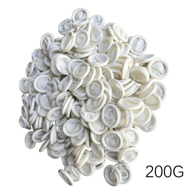 Seitruly 300 PCS 800 PCS Cunas desechables de látex Antiestático Emulsión natural Puntas de los dedos Cunas protectoras para los dedos pinturas blanco 500g