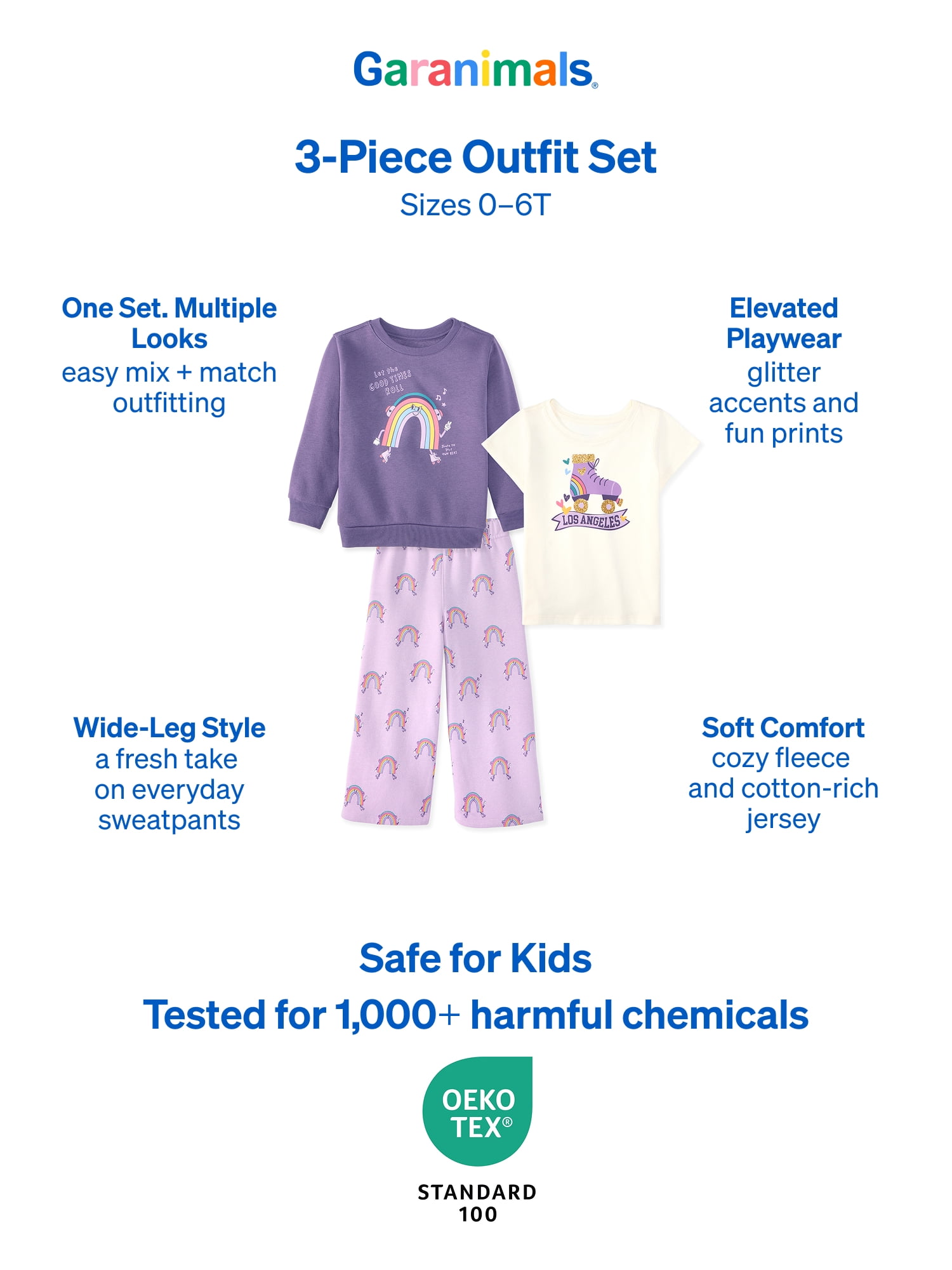 Garanimals Baby & Toddler Girl 3-Piece Outfit Set, Sizes 0-6T