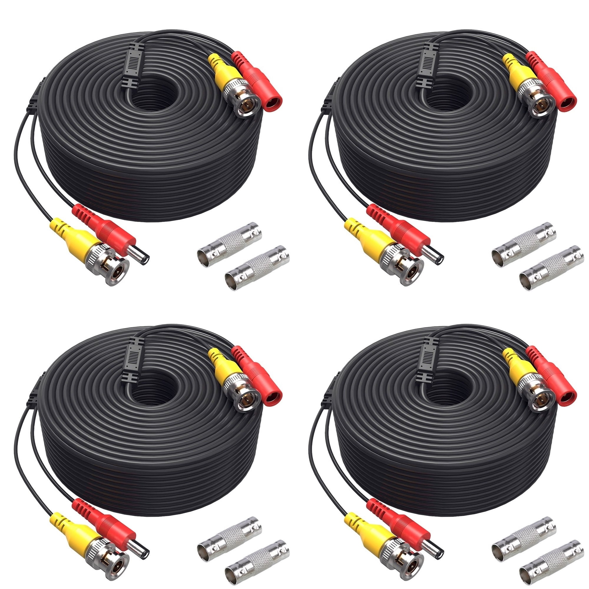 Analog Camera Cable 4-Pack CCTV Camera Cable - Siamese BNC & DC Power ...