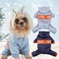 thumbnail image 2 of Letter Print Pet Jumpsuit - Retractable Hem, Color Matching, Hooded, Thickened, Windproof, Polyester, Four Leggings Pet Costume for Teddy, 2 of 8