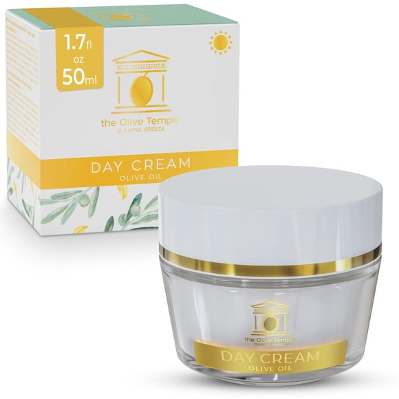Crema de día antienvejecimiento The Olive Temple - Enriquecida con aceite de oliva, polifenoles de jugo de uva de argán y ácido hialurónico reticulado - Se une al agua 50 veces más que el ácido hialur
