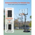 thumbnail image 3 of VEVOR Support de Basketball Portable, Panier de Basketball et But à Hauteur Réglable de 5,25 à 10 Pi, Panier de Basketball Portable avec Panneau Arrière en PC de 44 Pouces et Roues pour Enfants, Ados, Adultes dans les Entrées, Piscines, 3 of 9