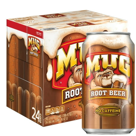 Mug Root Beer Caffeine Free Soda Pop, 12 oz, 24 Pack Cans