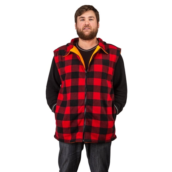 TrailCrest Men's Reversible Buffalo Red Plaid & Safety Blaze Orange Vest, 4X