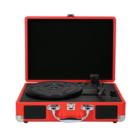 Turntable With Speakers Vintage Phonograph Record Player Stereo Sound Red