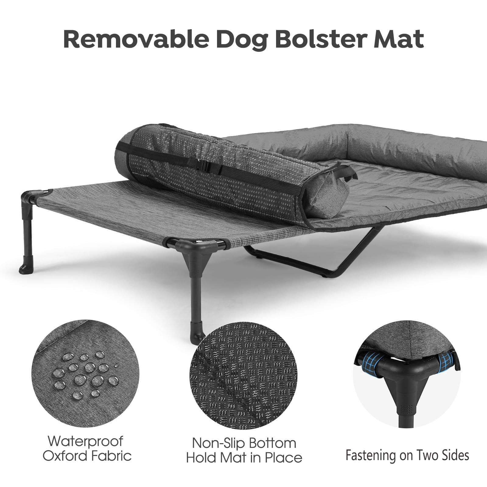 Elevated Dog Bed Add Removable Waterproof Bolster Cushion Mat  Raised Pet With Breathable Teslin Mesh No-slip Feet Sofa For Indoor Outdoor Xxlarge Black