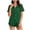 Green, variant on Ladies Pj set Plaid Four Way Stretch Lapel Short Sleeve Top Elastic Shorts Loungewear