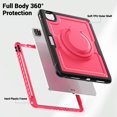 thumbnail image 2 of Decase for iPad Pro 11 Inch (2022/2021/ 2020/2018) Case,Rugged Shockproof Tablet Cover with 360° Rotating Hand Strap Foldable Hidden Stand,for iPad 11 (4th/ 3rd/ 2nd/ 1st) Generation,Rose, 2 of 7