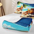 thumbnail image 4 of Erosebridal Ocean Funny Dog Bed Spread Queen, Sea Beach Queen Coverlet Set, Polka Dots Reversible 3 Pieces, 1 Quilt and 2 Pillowcases, 4 of 7