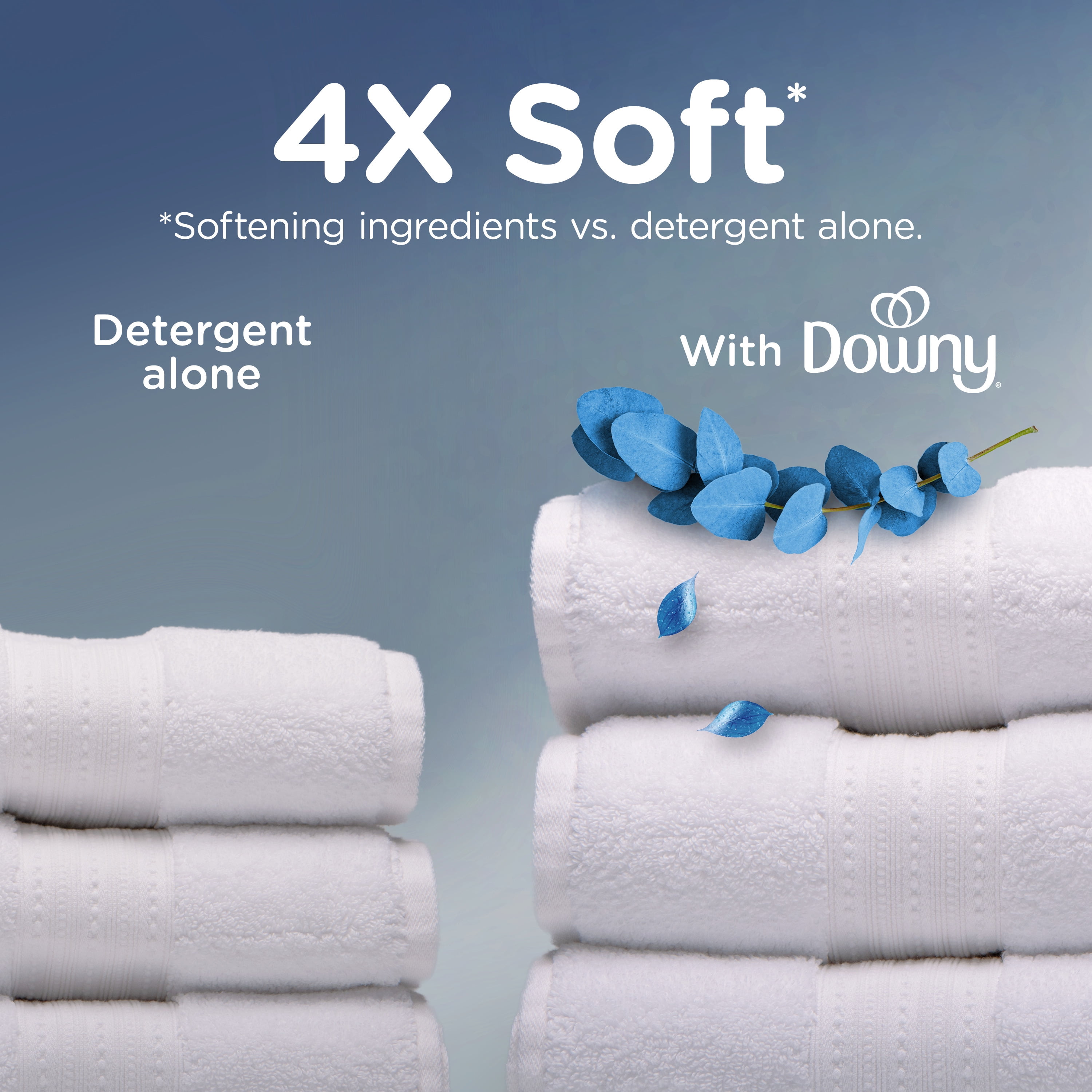 (4 pack) Downy Ultra Soft Fabric Softener Liquid, Balance, Crisp Rain and Blue Eucalyptus, 44 fl oz, 66 Loads