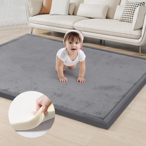 Tapete de juego para bebé ACOMOPACK de espuma viscoelástica de 3,3 cm, 150 x 180 cm, gris