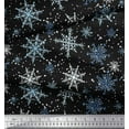 thumbnail image 2 of Soimoi Black Poly Georgette Fabric Snow Flakes & Star Print Fabric by the Yard 42 Inch Wide, 2 of 3