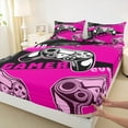 thumbnail image 3 of Feelyou Video Games Console Bed Sheets, Pink Cartoon Gamepad King Sheets, Game Controller Sheet Set, Luxury Bedroom Decor, 4-Piece, 3 of 7