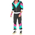 thumbnail image 2 of Fortune 90s Hip Hop Tracksuit, Patchwork Long Sleeve Coat Long Pants for Women, 2 of 7