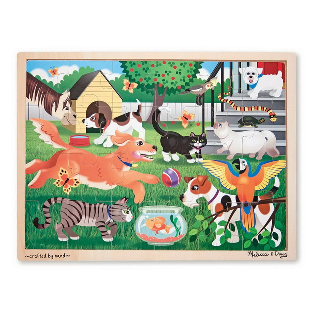 Melissa & Doug Pets at Play Wooden Jigsaw Puzzle With Storage Tray (24