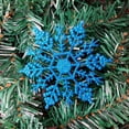 thumbnail image 6 of 12pcs Snowflake Ornaments Plastic Glitter Snow Flakes Ornaments for Winter Christmas Tree Decorations Craft Snowflakes, Blue, 6 of 8
