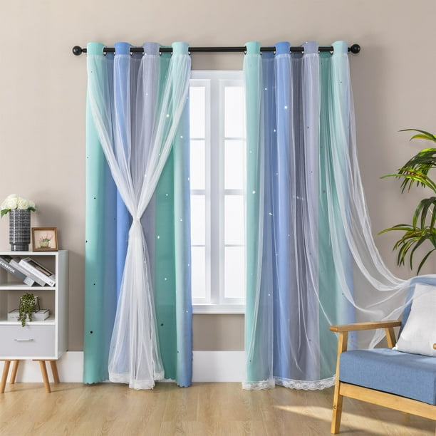 Cortinas XiDi Starry de 244 cm de largo, 2 paneles, opacas