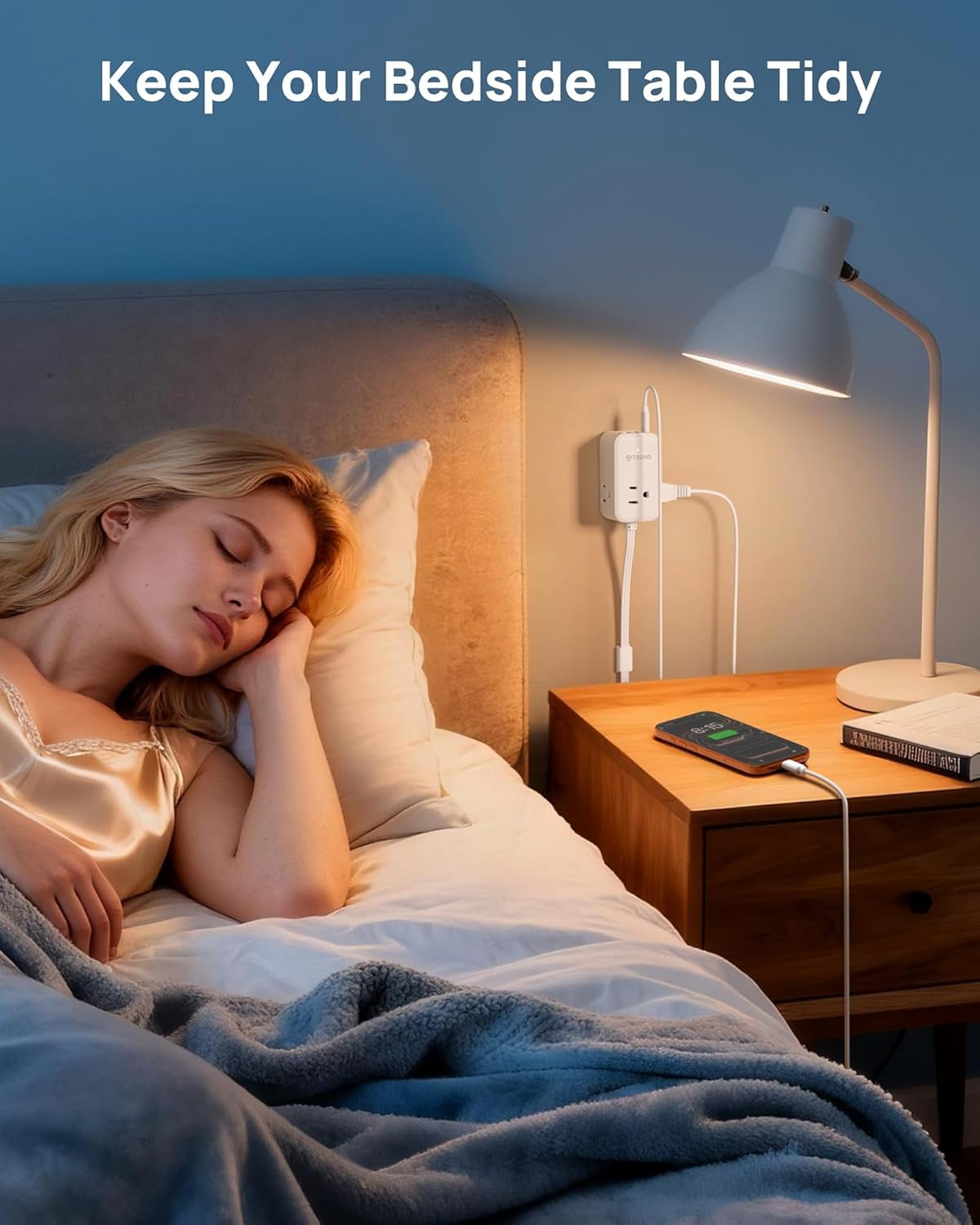 Electrical Outlet Extender 360° Rotating Plug with 20W USB C, 36in Short Extension Cord, Wall Plug Adapter with 3 AC Outlets, Access Hard-to-Reach Outlets Use Behind Couches, Desk, White