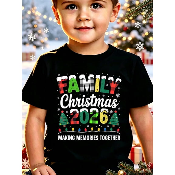 Family Christmas 2026 Matching Squad Santa Red Plaid Xmas Kids T-Shirt