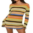 thumbnail image 1 of Robe en Crochet Tricoté pour Femmes Couleur Unie/imprimé Rayé Manches Longues Col Rond Robe Pull Décontractée Mini Slim, 1 of 7