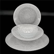 Red Pomegranate Collection R1240-2 Cabana Gilded Glass Dinnerware Set, Silver - Set of 24