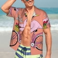 thumbnail image 7 of Pofeuu Flamingo Riding a Bicycle Print Hawaiian Shirt for Men Sleeves Casual Button Down Summer Beach Dress Shirts T-Shirts,Small, 7 of 7