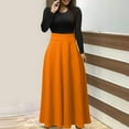 thumbnail image 2 of Diufon Maxi Dresses for Women Trendy Color Block Pleated Dress Round Neck Long Sleeve Dress, 2 of 5