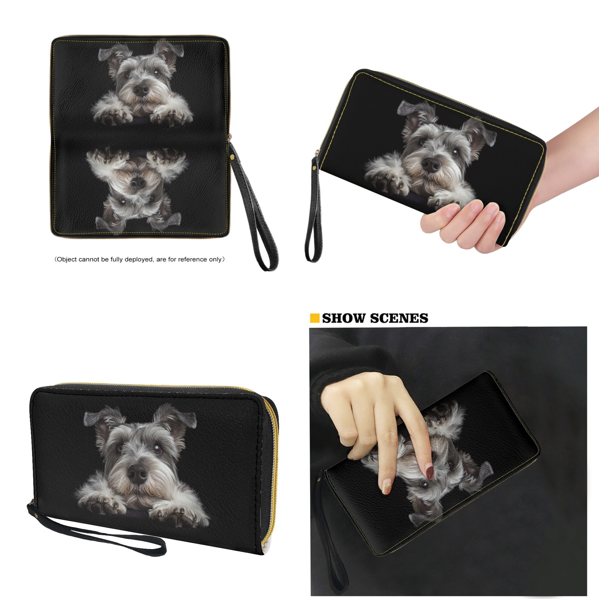 Kuiaobaty Schnauzer Print Tote Handbag for Travel, Lightweight Leather Satchel Handbag with Adjustable Strap, Large Capacity Shoulder Bag Purse for Travel, Black