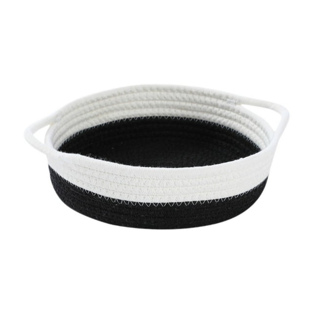 Cesta tejida de cuerda de algodón, cesta de juguetes para perros, organizador de almacenamiento, cesta de regalo para bebé negro