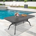 thumbnail image 5 of Hzzkey 68.9 "L x 37.4"W Rectangular Outdoor Cast Aluminum Dining Table with 1.88" Umbrella Hole, Black, 5 of 8