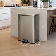 Innovaze 13 Gallon/50 Liter Trash Can, Stainless Steel Step on Garbage Can for Kitchen, Silver