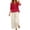 Red-Trousers Suit, variant on Summer Solid Color Embroidered V Neck Three Quarter Sleeve Top and Wide Leg Pants Two Piece Outfit for Women Beach Brick Red L