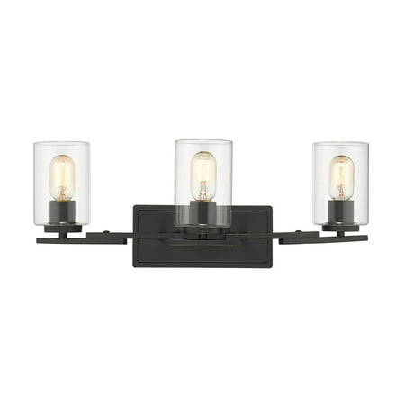 - Monroe 3 Light Bath Vanity in Black with Clear Glass