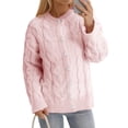 thumbnail image 4 of Long Sleeve Button Down Women Solid Casual Cable Knit Cardigan Coat, 4 of 5