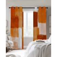 thumbnail image 3 of Burnt Orange Geometric Blackout Curtains, Light Blocking Print Window Curtains, Watercolor Ombre Modern Abstract Art Thermal Insulated Window Drapes for Living Room 2 Panels, 84"W x 84"L, 3 of 9