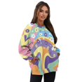 thumbnail image 7 of SCRAWLGOD Hippie Flower Print Womens Casual Crew Neck Sweatshirt with Pockets Loose Fit Soft Long Sleeve Lightweight Pullover Drop Shoulder Tops Fall Clothes, S, 7 of 7
