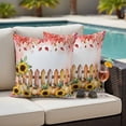 thumbnail image 4 of Pink Pumpkin Sunflowers Fall Outdoor Waterproof Pillow Covers, Thanksgiving Fence Eucalyptus Decorative Square Throw Pillowcase Sofa Cushion Sham for Patio/Couch/Chair, 20"x20" 2 Pack, 4 of 8