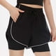 thumbnail image 1 of TaTaai Women High Waist Solid Sports Shorts Double Layer Anti-Exposure Stretch Elastic Waist Drawstring Zipper Pocket Quick Dry Yoga Running Shorts Gift, 1 of 6
