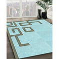 thumbnail image 3 of Ahgly Company Machine Washable Indoor Rectangle Transitional Cadet Blue Green Area Rugs, 7' x 9', 3 of 7