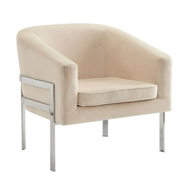Bowery Hill Contemporary Accent Chair with Metal Frame in Cream