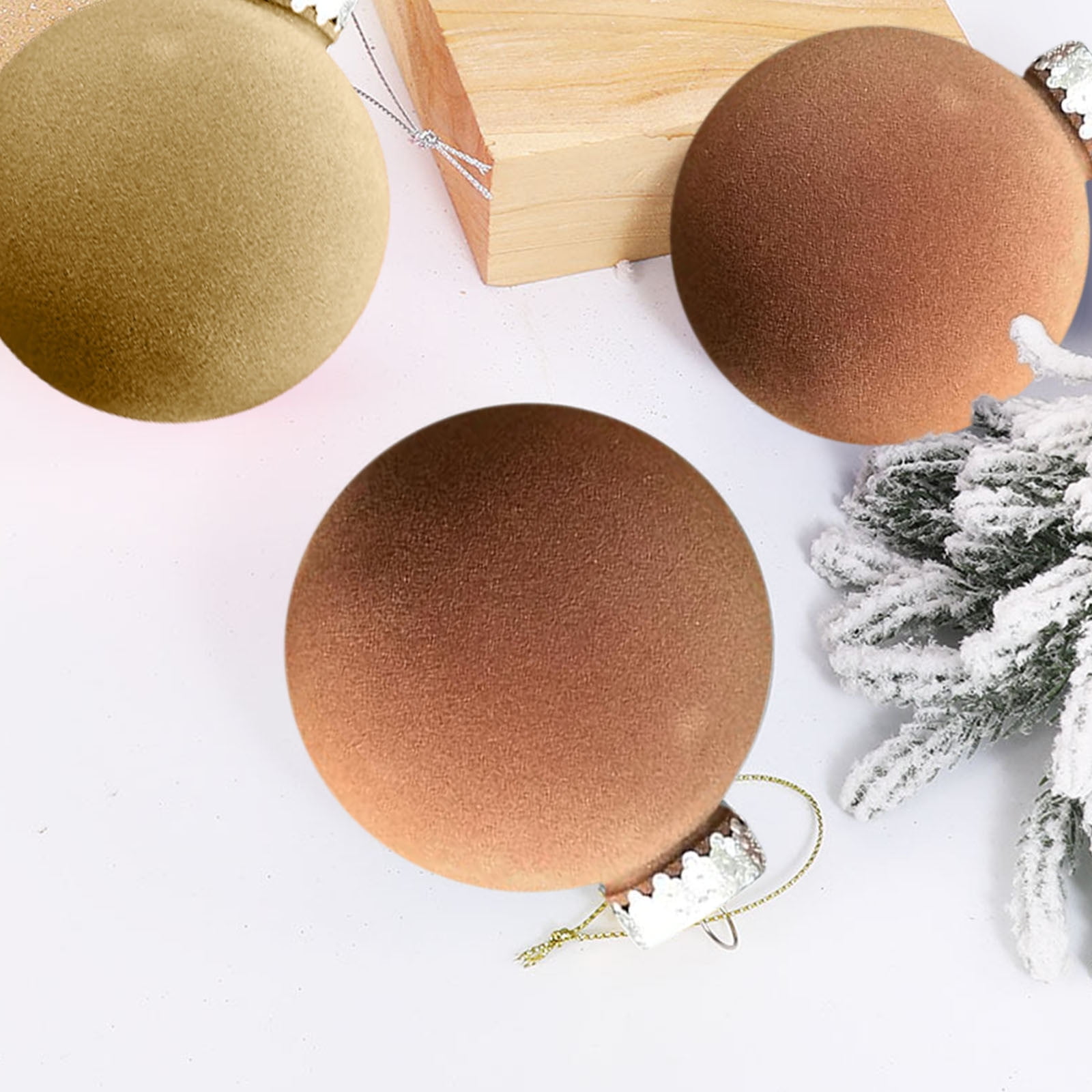 12 Pcs Boules de Noël en Velours, Boules de Sapin de Noël Floquées