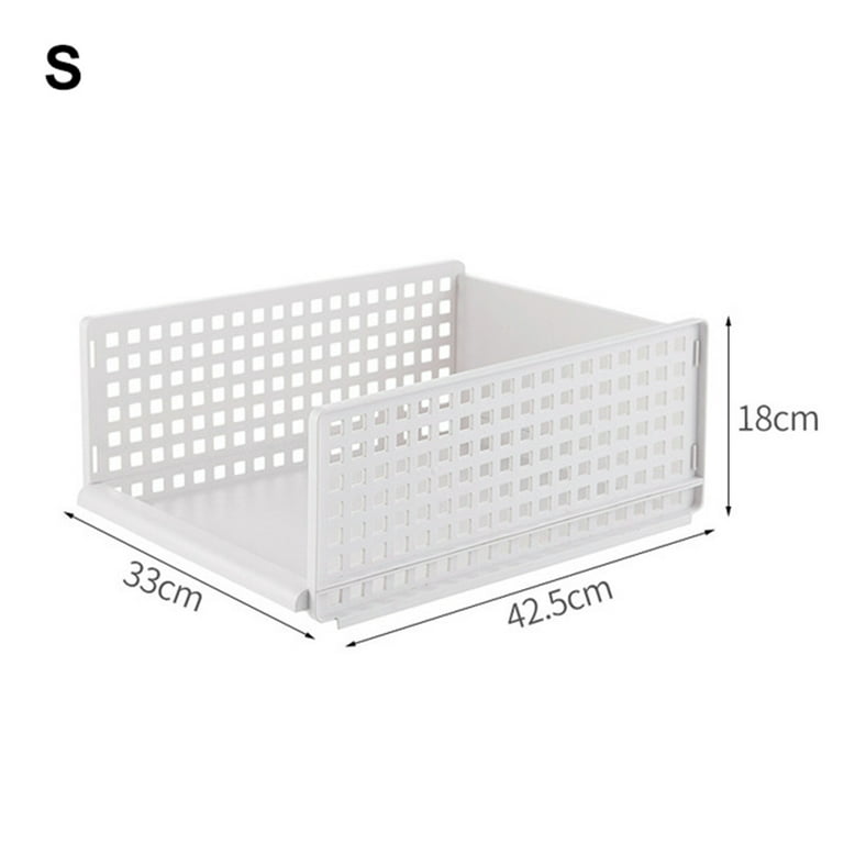 Phyllia 4 Pack Closet Basket Shelf Storage Bins Plastic Super Large Capacity Collapsible Kid Toy Rack White for Kitchen Cabinets Pantry Offices Bedrooms