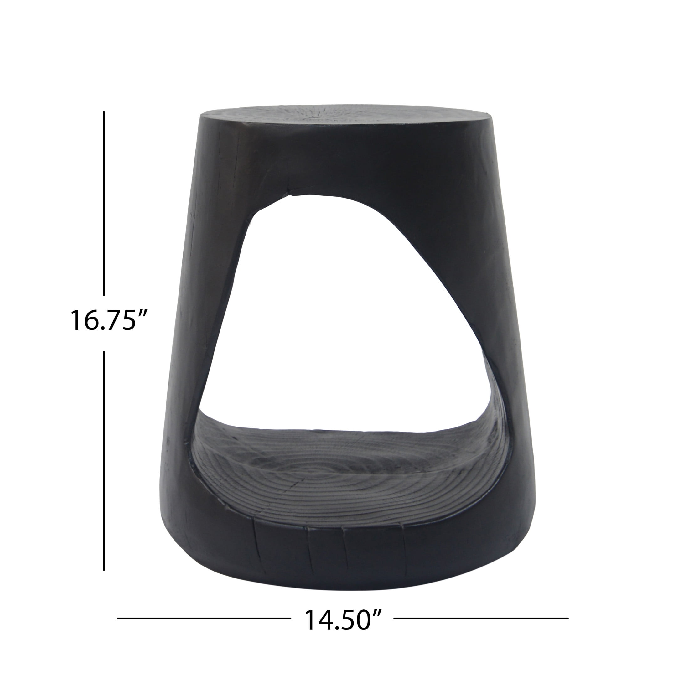 Christopher Knight Home 16.7" Natural Wood Grain Round Hollow MGO Outdoor Side Table with Wide Base, Black